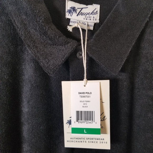 ⛄ 4/$22 Trunks Surf&Swim Solid Terry Polo Shirt - Picture 2 of 4